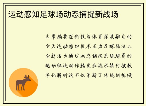 运动感知足球场动态捕捉新战场